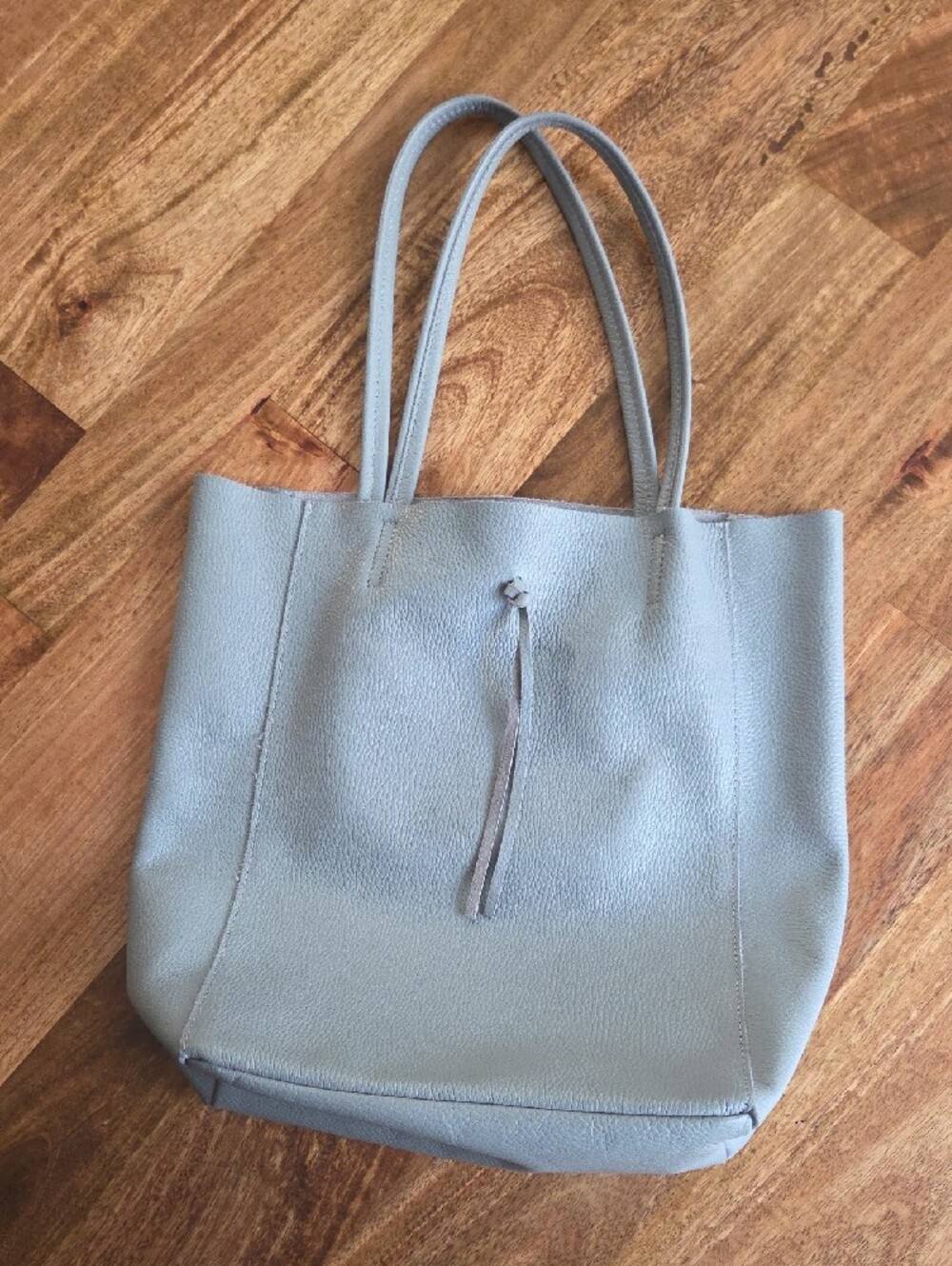 {Marlon} Gray Leather Tote Bag